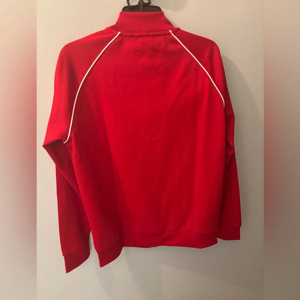 Adidas Bold Red Jacket with White Accents - Picture 2 of 4